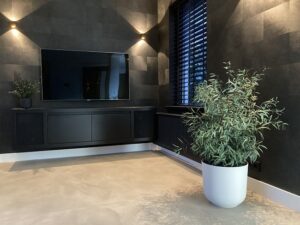 In deze woning is een onderhoudsvrije, grote kamerplant neergezet. De interieurarchitect van StudioCentro komt graag in Bunschoten-Spakenburg deze makkelijke kamerplant plaatsen.